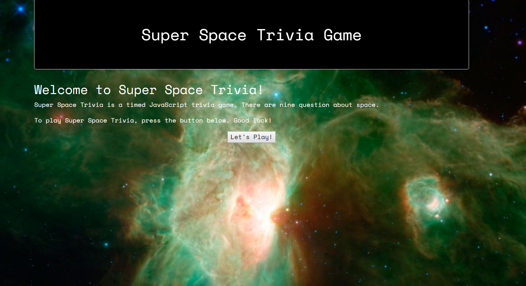 Super Space Trivia Game