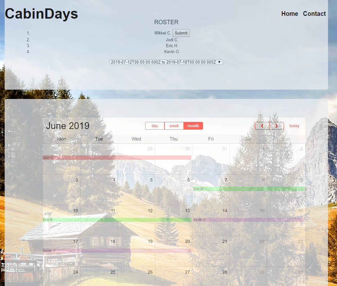 Cabin Days Calendar