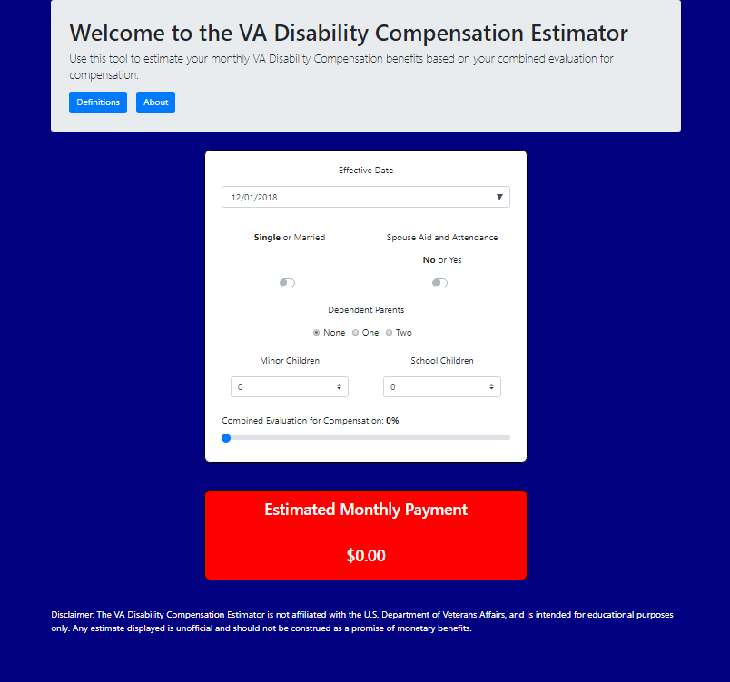 VA Disability Compensation Estimator