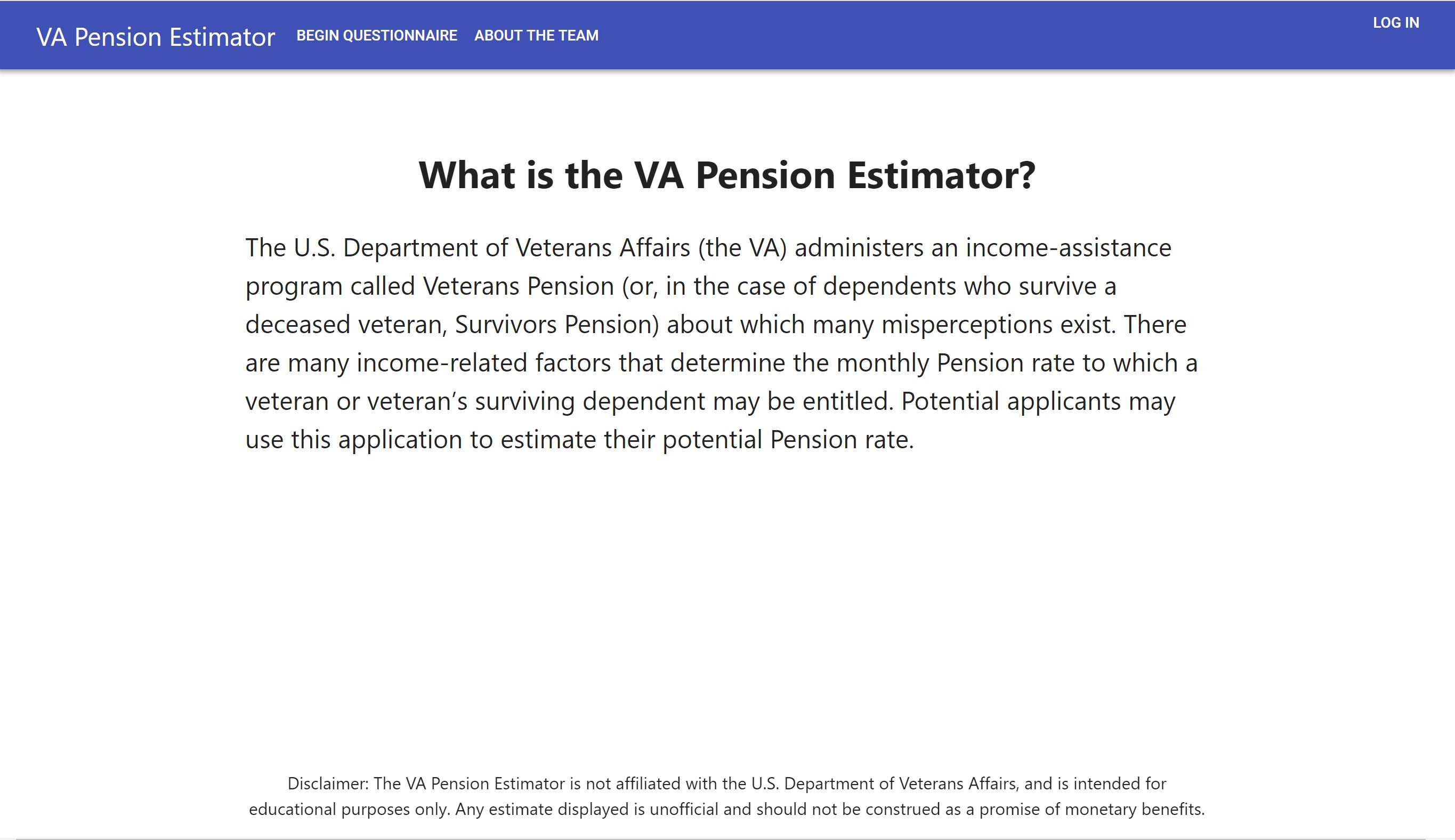 VA Pension Estimator