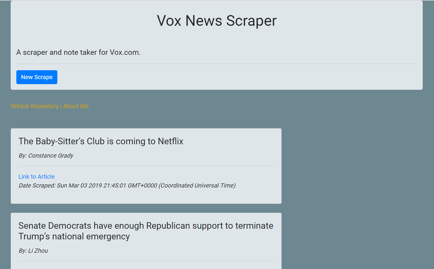 Vox.com News Scraper
